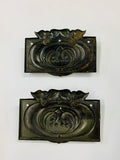 Pair of antique Art Nouveau copper drawer handles
