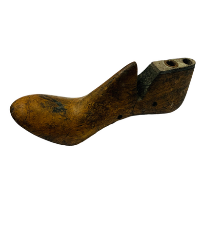 Vintage wooden and metal ladies shoe last