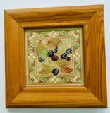 Framed Embroidered Black Berries and Raspberries