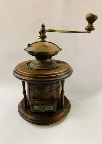Italian Wooden and Brass Coffee grinder