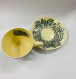 Large Crown Devon blue and white father cup and saucer