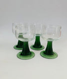 Set of 4 Lime Green Stemmed German Wine Glasses