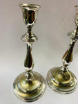 Antique Silver plated tall column candlesticks