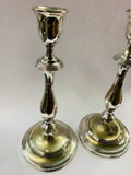 Antique Silver plated tall column candlesticks