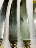 Set of 6 bone handle dinner knives