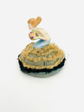 Vintage Porcelain and Felt Pin Cushion