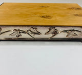 Art Nouveau silver plated tray with wooden board
