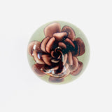 Clear Amberene Paperweight with a Deep Purple Flower