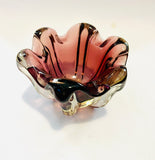 Small Purple Six Sided Art Glass Bowl