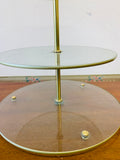 Vintage 3 tier brass and glass cake stand