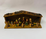 Vintage folk Art hand made wooden nativity set