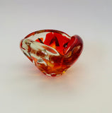 Red Three Pointed Art Glass Bowl