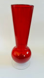 Red Bud Style Vase with Clear Short Base