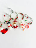 Glass Christmas Wine Charms