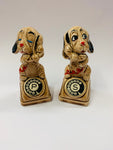 Novelty ceramic dogs on the phone  salt and pepper shakers