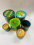 Set of 6 vintage metal children’s stacking tins