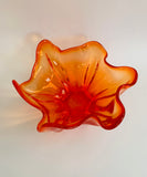 Large heavy orange Midcentury Art glass bowl