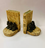 Brass see no evil, hear no evil speak no evil monkeys on wooden bookends