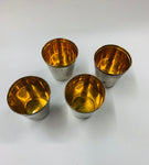 Set of 4 retro Midcentury metal tumblers in a leather case