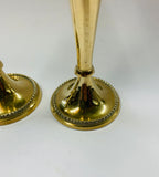 Solid brass pair of tapered candlesticks