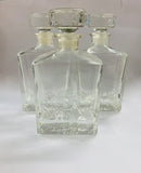 Set of 3 crystal whisky decanters