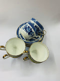 6 Aynsley blue and white floral cups and saucers