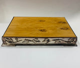 Art Nouveau silver plated tray with wooden board