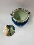 Dark blue Wedgwood biscuit barrel