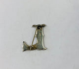 Sterling silver and Paua shell L brooch