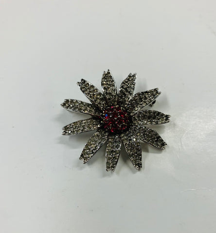 Crystal flower brooch