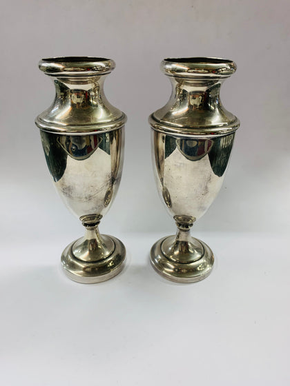 Pair of silver plated vases
