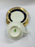 Aynsley fine bone china blue and gold trio