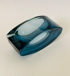 Midcentury blue heavy Art glass ashtray