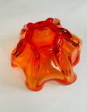 Large heavy orange Midcentury Art glass bowl