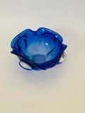 Heavy cobalt blue Midcentury Art glass bowl