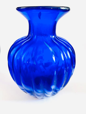 Large Blue Twisted Vase