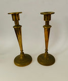 Solid pair of brass column Candlesticks