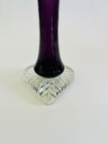 Art Glass Purple Vase with Clear Heart Shaped Base