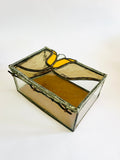 Glass and Lead Light Jewellery Box with Lily on top