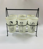 Novelty glass tumbler set in wire carry basket