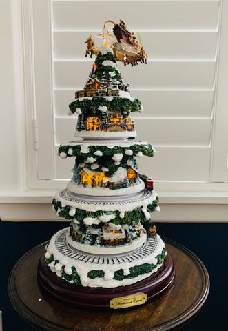 Thomas Kinkade Animated Tabletop Christmas Tree with Train: Wonderland Express