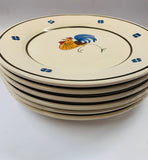 Set of 6 Italian Lamas pottery rooster plates