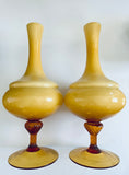 Pair of Mustard Yellow Vases with Orange Base