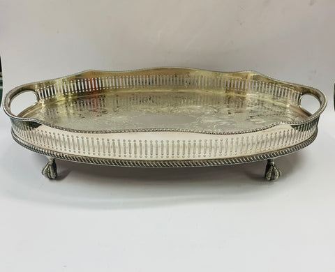 Ornate silver plated drinks tray