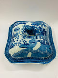Antique Willow pattern tureen with drip tray