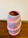 Vintage spiral design mottled pink pottery vase
