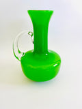 Art Glass Apple Green Jug with Clear Handle