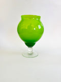 Art Glass Green Bulbed Vase