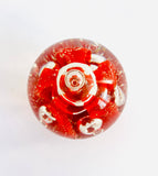 Clear Kraft Style Paperweight with Orange Blown Glass with Controlled Bubbles