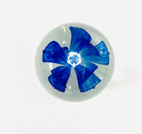 Floating Blue Flower Paperweight with Bubble Center